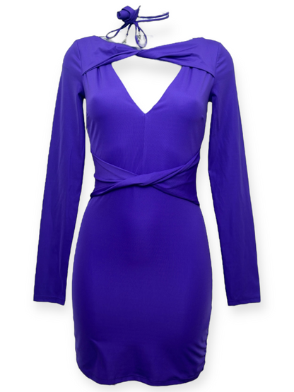 Patrizia Pepe – Robe Cut-Out Drapée – Violet électrique – Années 2010 – Made in Italy