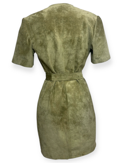 Sélection Paris Bonheur – Robe Drapée en Daim Kaki – Y2K - Probable Fabrication Française