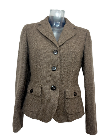 Titre SEO : Weekend Max Mara – Veste en laine et mohair brun chevron – Made in Italy | Sélection Paris Bonheur