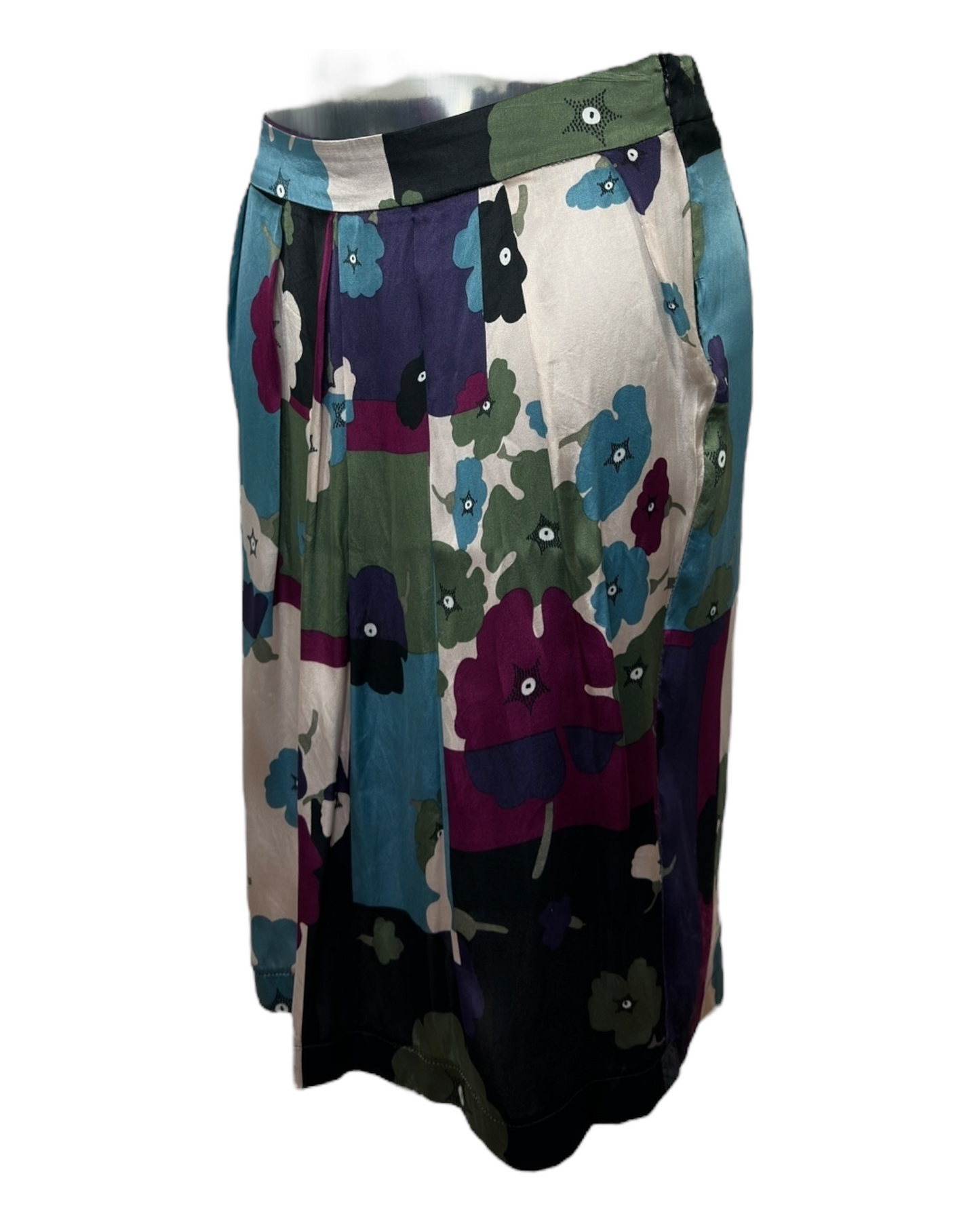 Love Moschino – Jupe Imprimée en Soie & Viscose – Fleurs Pop Multicolores – 2000s