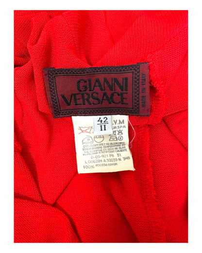 Gianni Versace – Robe rouge drapée dos nu – Made in Italy