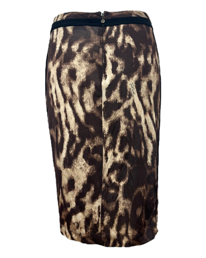 Just Cavalli – Jupe Drapée Imprimé Animal – Taille Haute – Made in Italy