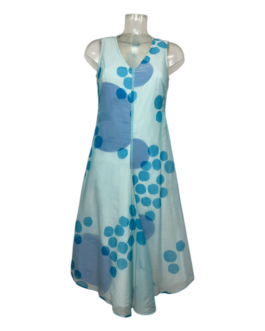 Tara Jarmon – Robe Téoule bleue en soie – Made in France – Taille 40 – Années 2000 | Paris-Bonheur