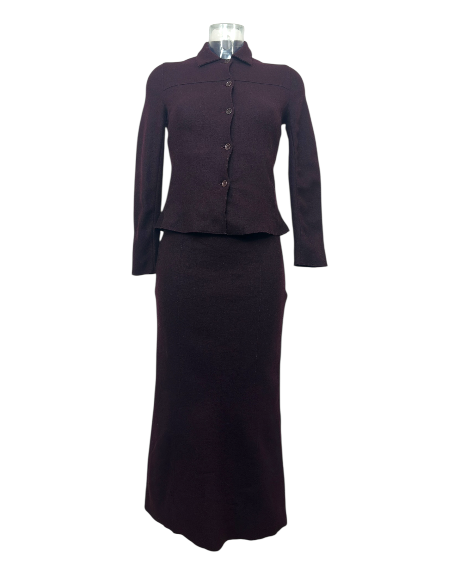 Pablo Gérard Darel – Ensemble jupe et veste en laine bouillie chocolat – Taille 40 – Vintage 90s| Paris-Bonheur