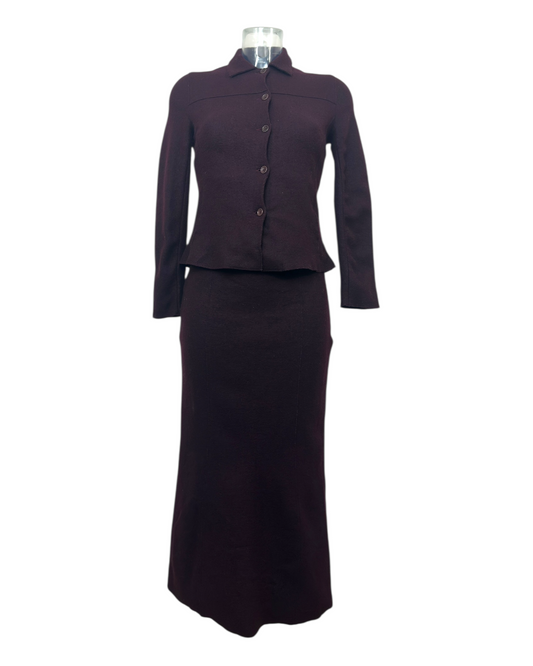 Pablo Gérard Darel – Ensemble jupe et veste en laine bouillie chocolat – Taille 40 – Vintage 90s| Paris-Bonheur