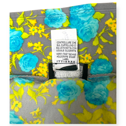 Versace Jeans Couture – Robe Imprimée Roses Bleues & Jaunes – Made in Italy