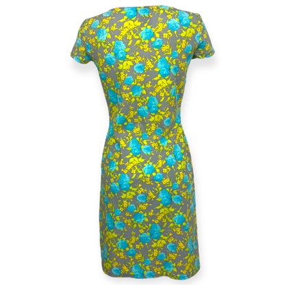 Versace Jeans Couture – Robe Imprimée Roses Bleues & Jaunes – Made in Italy