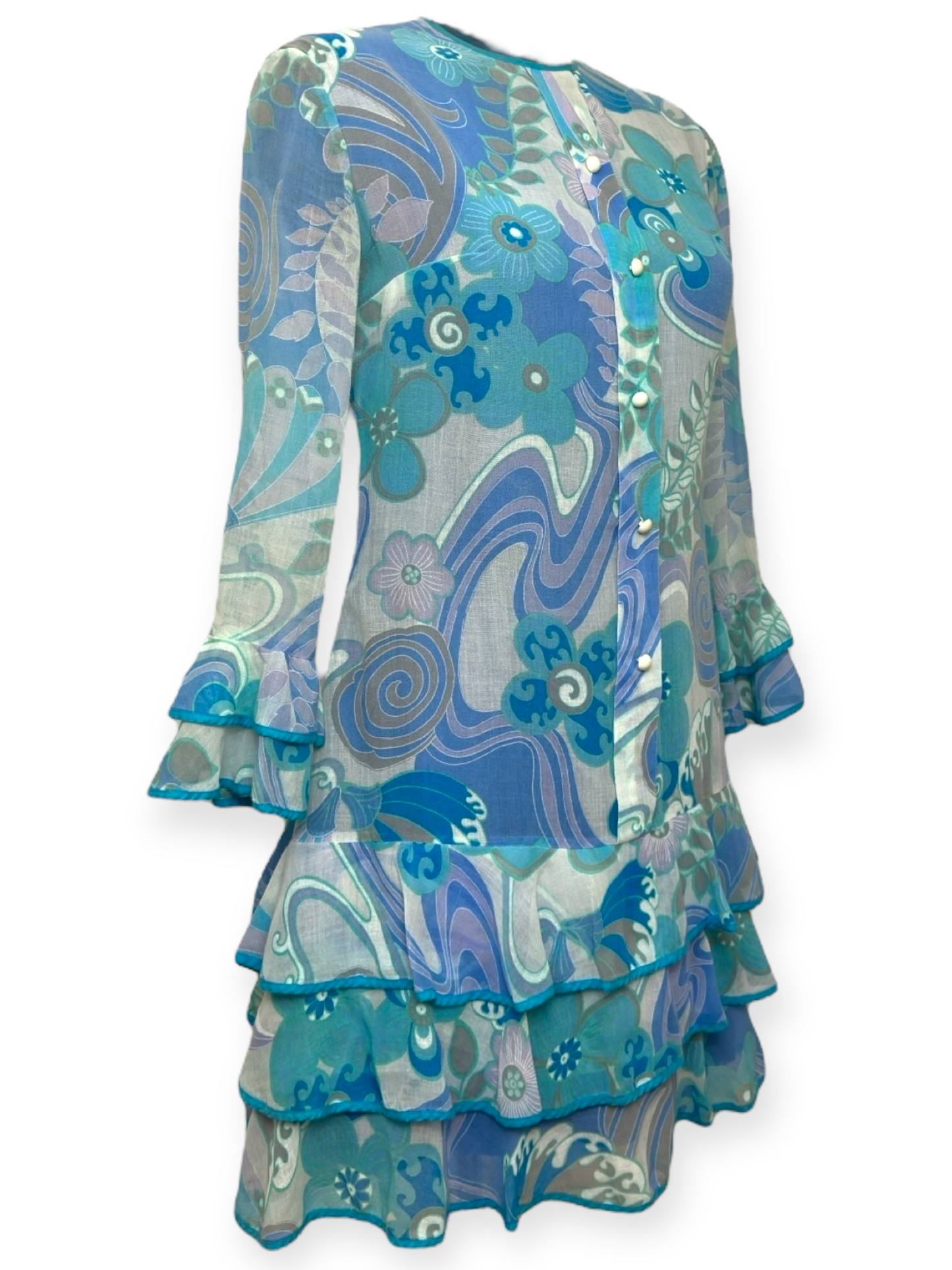 Sélection Paris Bonheur – Robe Psychédélique Volants – Années 70