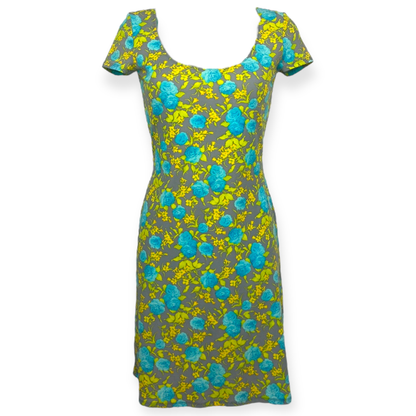 Versace Jeans Couture – Robe Imprimée Roses Bleues & Jaunes – Made in Italy