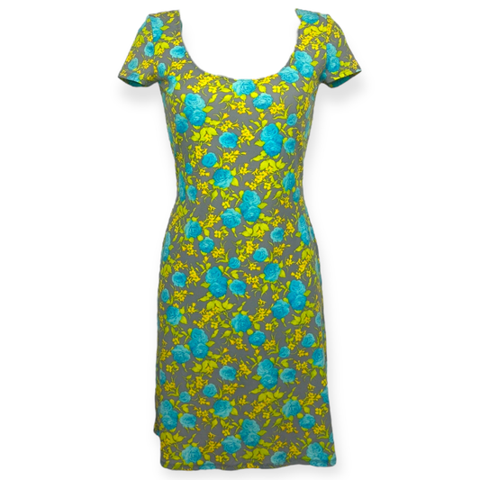 Versace Jeans Couture – Robe Imprimée Roses Bleues & Jaunes – Made in Italy