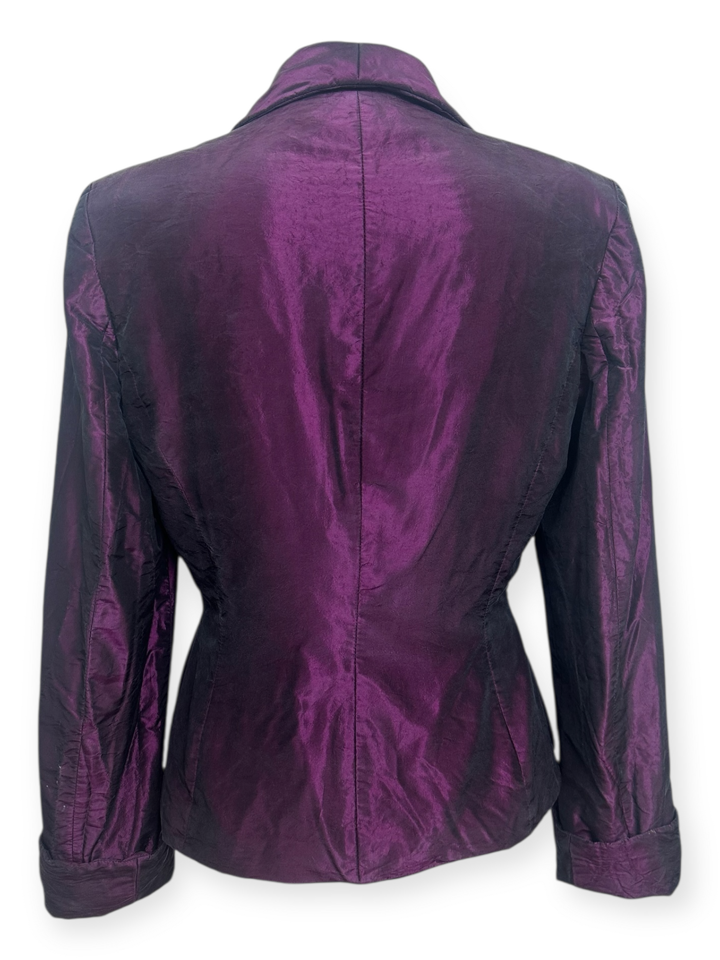 georges-rech – veste-prune-irisée – tailoring-90s – col-châle – coupe-cintrée – soie-acetate – made-in-france-style – pièce-rare – sélection-paris-bonheur