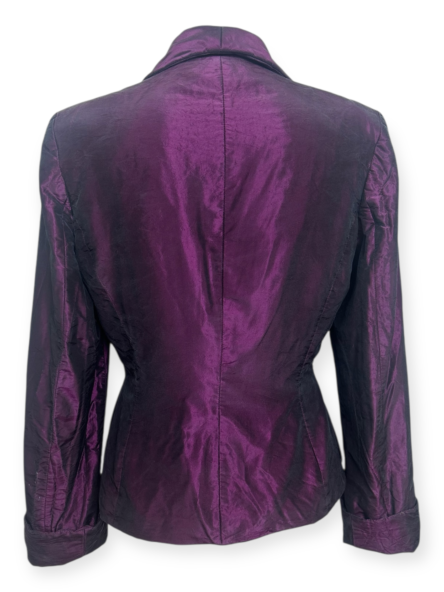 georges-rech – veste-prune-irisée – tailoring-90s – col-châle – coupe-cintrée – soie-acetate – made-in-france-style – pièce-rare – sélection-paris-bonheur