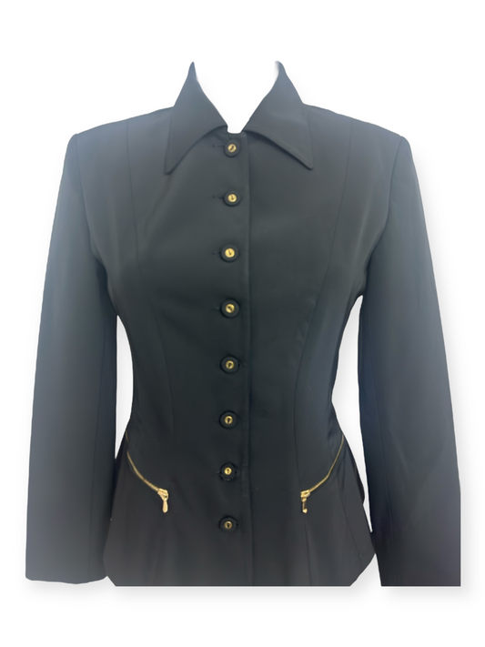 Veste cintrée noire  - Y2K – Boutons dorés - Infinitif -Made in France