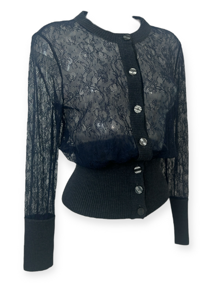Dolce & Gabbana – Cardigan Dentelle Noire & Maille – Made in Italy
