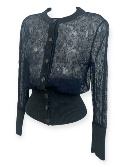 Dolce & Gabbana – Cardigan Dentelle Noire & Maille – Made in Italy