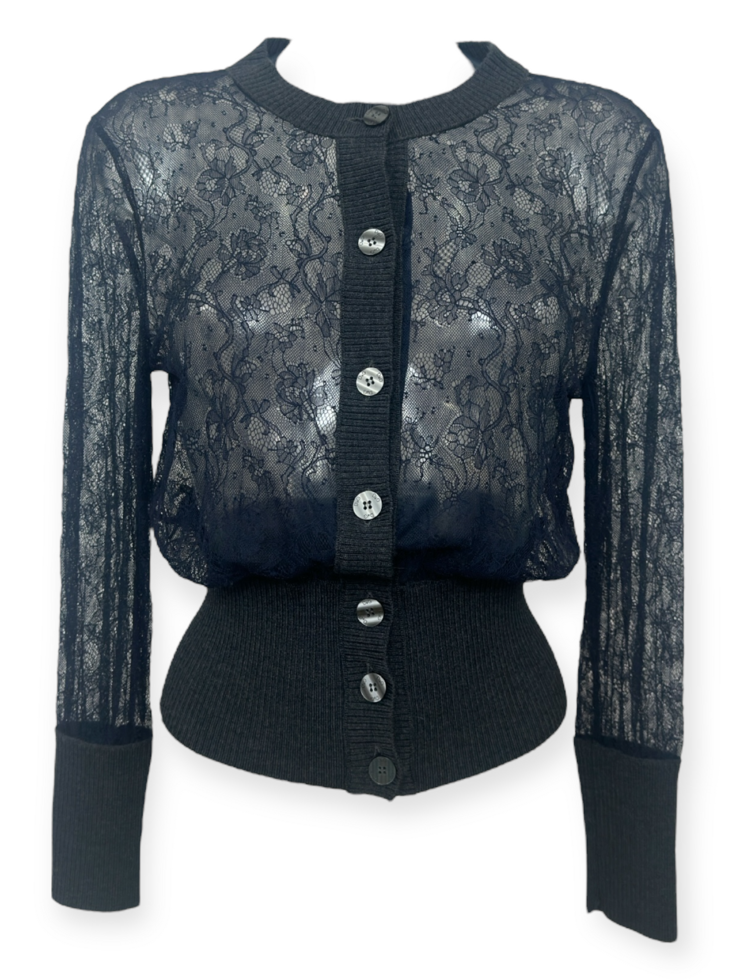 Cardigan Dolce & Gabbana dentelle noire vintage | Cardigan D&G années 2000 made in Italy | Mode italienne élégante et sensuelle | Paris Bonheur