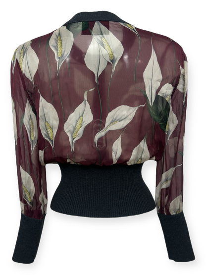 Dolce & Gabbana – Cardigan Soie & Laine – Imprimé Arum – Made in Italy