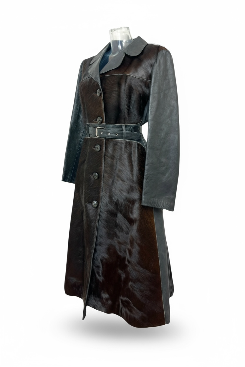 Sélection Paris Bonheur - Manteau Cuir  - Marron - Années 70